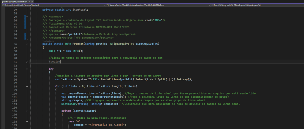 Novo layout txt para importar nfe reforma tributária v2.00